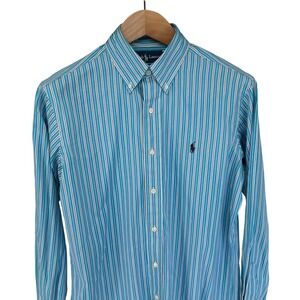 Ralph Lauren Mens Classic Fit Striped Button Shirt Turquoise White Purple Size S